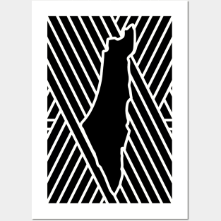 All Freedom Roads Lead to Palestine Customized Palestinian Map In Pattern Design White on Black Posters and Art